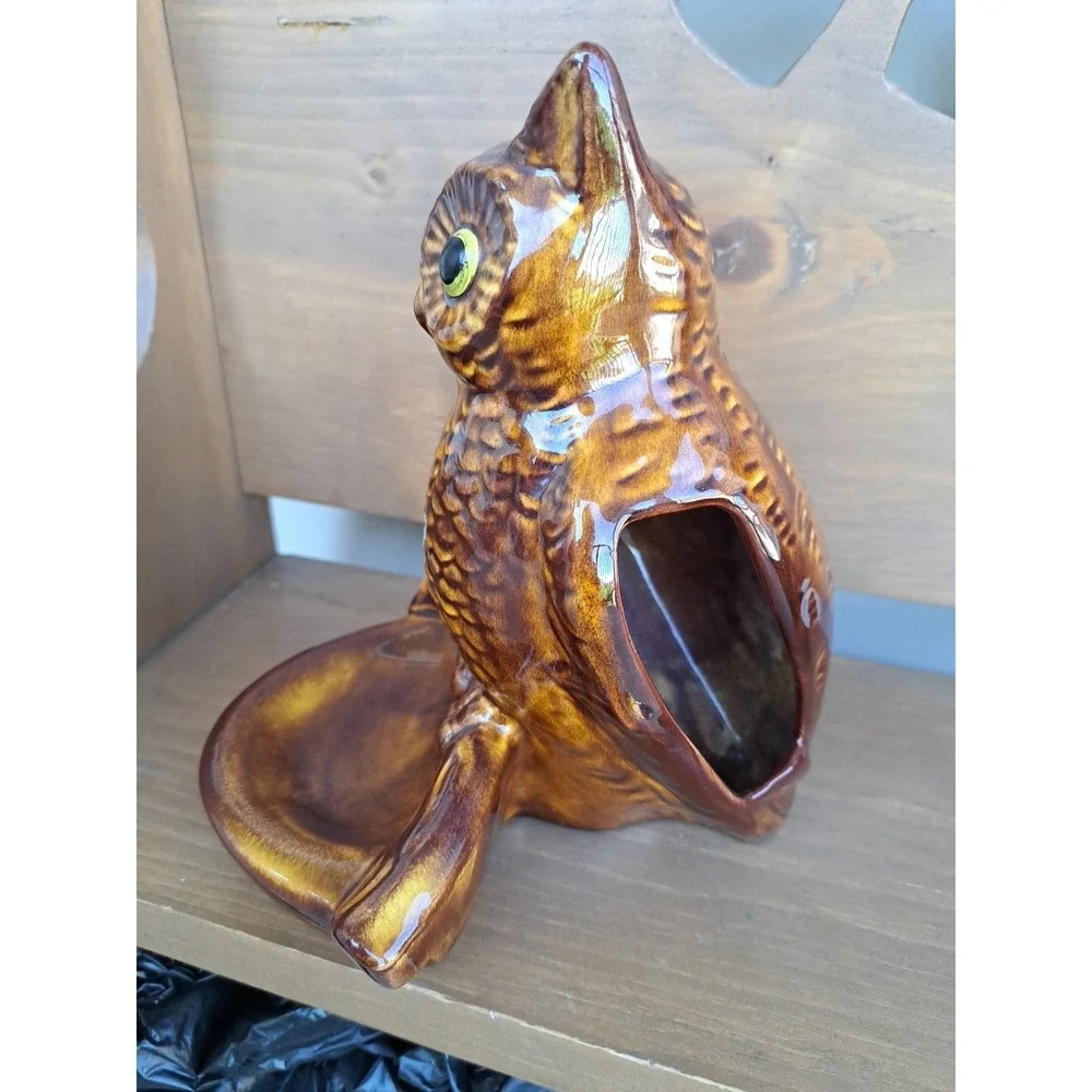 VTV California Pottery Glaze‎ Ceramic Owl Coin Tray Brown Collectable Decorative